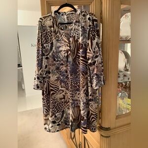 Mixed Animal Print Long Sleeve 2XP Dress